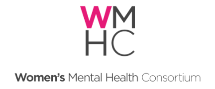 Women's Mental Health Consortium pink and black logo.
